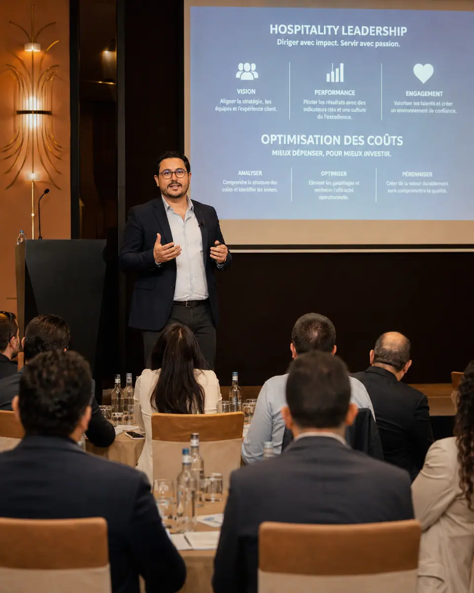 Saad Chaali anime une conférence sur la performance et le leadership hôtelier
